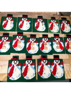 13 Handmade Snowman Needlepoint Christmas Light Switch Cover Plates Holiday Deco